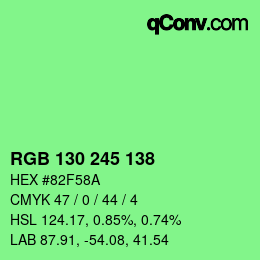 颜色代码: RGB 130 245 138 | qconv.com