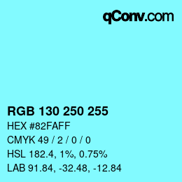 Color code: RGB 130 250 255 | qconv.com