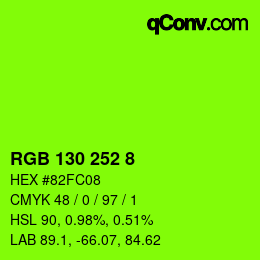 颜色代码: RGB 130 252 8 | qconv.com