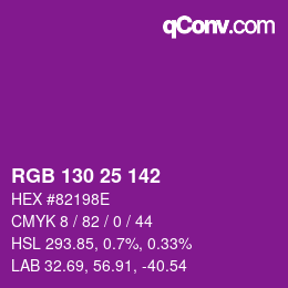 Color code: RGB 130 25 142 | qconv.com