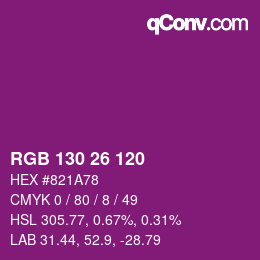 Color code: RGB 130 26 120 | qconv.com