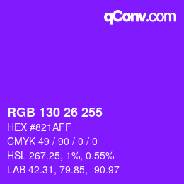 Color code: RGB 130 26 255 | qconv.com