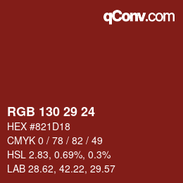 Color code: RGB 130 29 24 | qconv.com