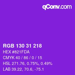 Color code: RGB 130 31 218 | qconv.com