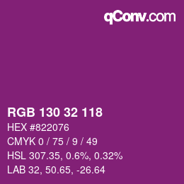 カラーコード: RGB 130 32 118 | qconv.com