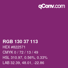Color code: RGB 130 37 113 | qconv.com
