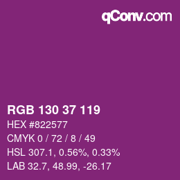 Color code: RGB 130 37 119 | qconv.com