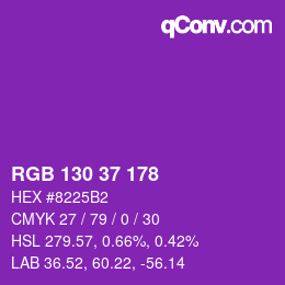カラーコード: RGB 130 37 178 | qconv.com