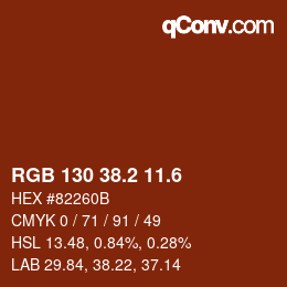 カラーコード: RGB 130 38.2 11.6 | qconv.com
