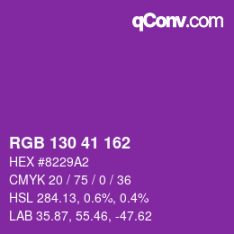 Color code: RGB 130 41 162 | qconv.com