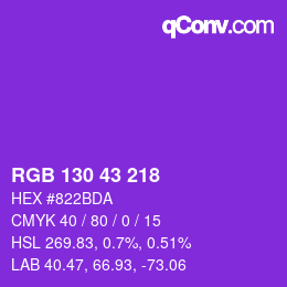 颜色代码: RGB 130 43 218 | qconv.com