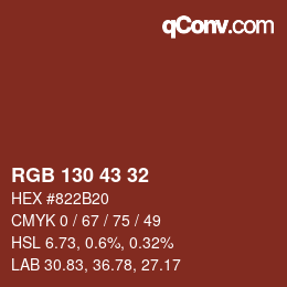 カラーコード: RGB 130 43 32 | qconv.com