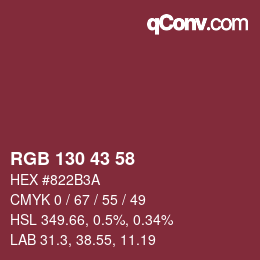 Farbcode: RGB 130 43 58 | qconv.com