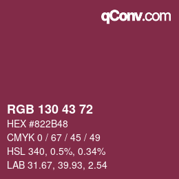 カラーコード: RGB 130 43 72 | qconv.com