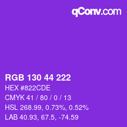 Color code: RGB 130 44 222 | qconv.com