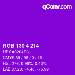 Color code: RGB 130 4 214 | qconv.com