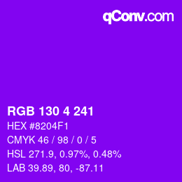 Color code: RGB 130 4 241 | qconv.com