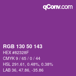 颜色代码: RGB 130 50 143 | qconv.com