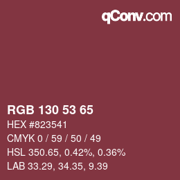 カラーコード: RGB 130 53 65 | qconv.com