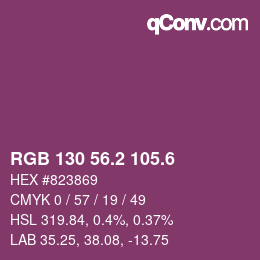 カラーコード: RGB 130 56.2 105.6 | qconv.com