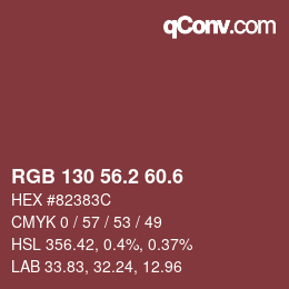 カラーコード: RGB 130 56.2 60.6 | qconv.com
