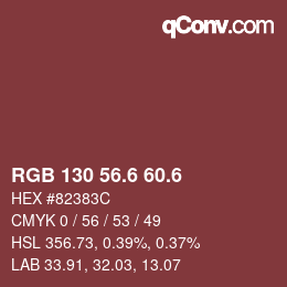 カラーコード: RGB 130 56.6 60.6 | qconv.com