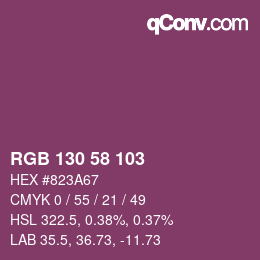 Color code: RGB 130 58 103 | qconv.com