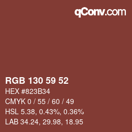 Color code: RGB 130 59 52 | qconv.com