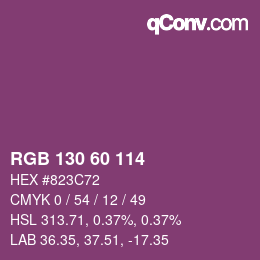 Color code: RGB 130 60 114 | qconv.com