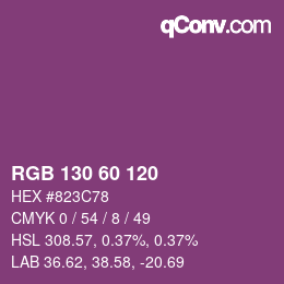 カラーコード: RGB 130 60 120 | qconv.com