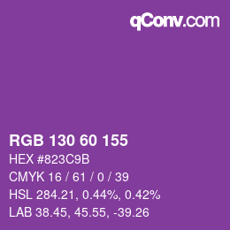 カラーコード: RGB 130 60 155 | qconv.com
