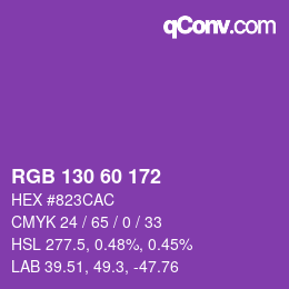カラーコード: RGB 130 60 172 | qconv.com
