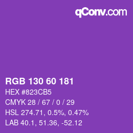 カラーコード: RGB 130 60 181 | qconv.com