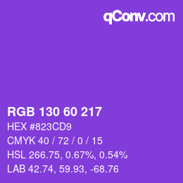 Color code: RGB 130 60 217 | qconv.com