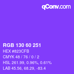 カラーコード: RGB 130 60 251 | qconv.com