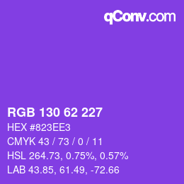 颜色代码: RGB 130 62 227 | qconv.com