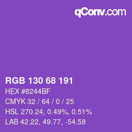 Color code: RGB 130 68 191 | qconv.com