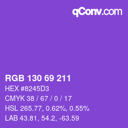 Color code: RGB 130 69 211 | qconv.com