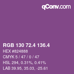 カラーコード: RGB 130 72.4 136.4 | qconv.com