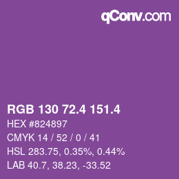カラーコード: RGB 130 72.4 151.4 | qconv.com