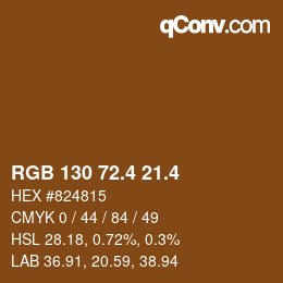 カラーコード: RGB 130 72.4 21.4 | qconv.com
