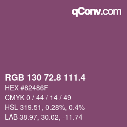 カラーコード: RGB 130 72.8 111.4 | qconv.com