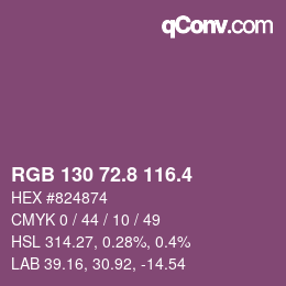 カラーコード: RGB 130 72.8 116.4 | qconv.com