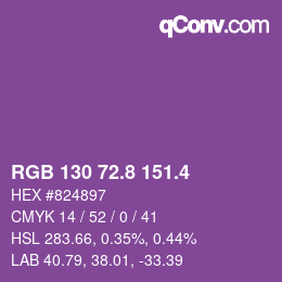 カラーコード: RGB 130 72.8 151.4 | qconv.com