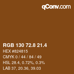 カラーコード: RGB 130 72.8 21.4 | qconv.com