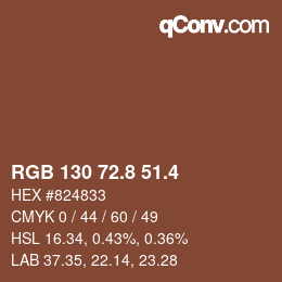 カラーコード: RGB 130 72.8 51.4 | qconv.com