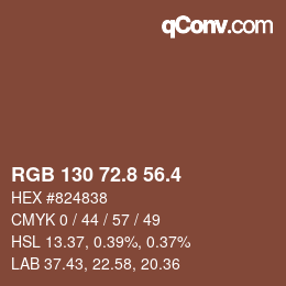 カラーコード: RGB 130 72.8 56.4 | qconv.com