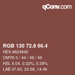 カラーコード: RGB 130 72.8 66.4 | qconv.com
