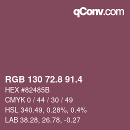 カラーコード: RGB 130 72.8 91.4 | qconv.com