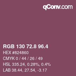 カラーコード: RGB 130 72.8 96.4 | qconv.com
